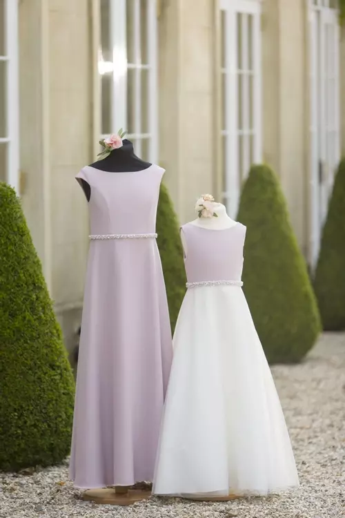 T718 Stylish Crepe Junior and Flower Girl Dresses True Bridesmaids